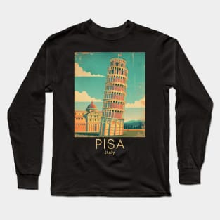 A Vintage Travel Illustration of Pisa - Italy Long Sleeve T-Shirt